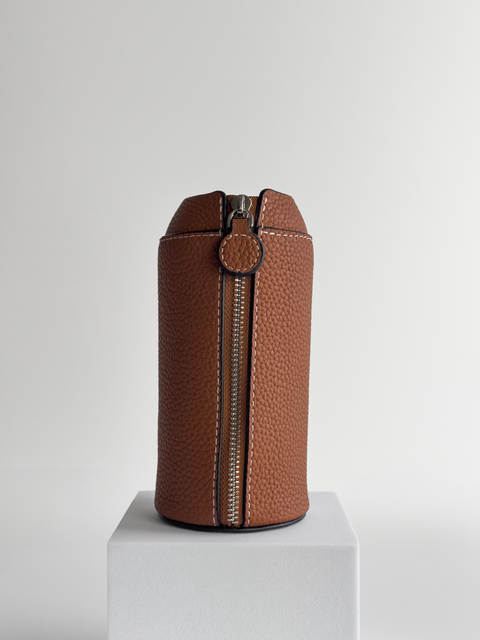 COGNAC leather bottle sleeve for NAAL glass water bottle - NAAL