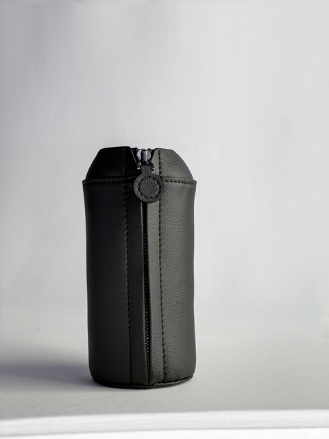Black vegan sleeve for reusable NAAL glass water bottle