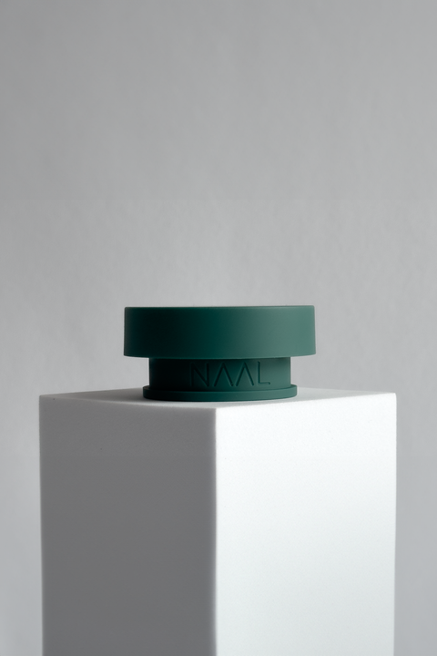 Green cap for reusable NAAL glass water bottle